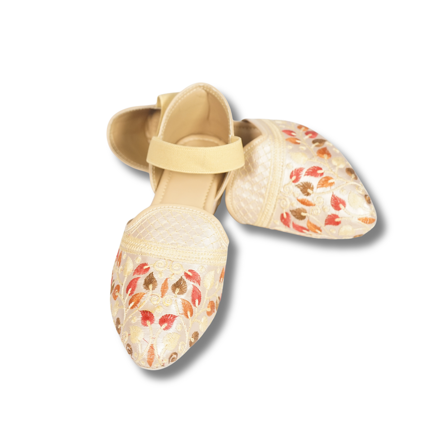 Handcrafted Ethnic Patterned Heels Golden
