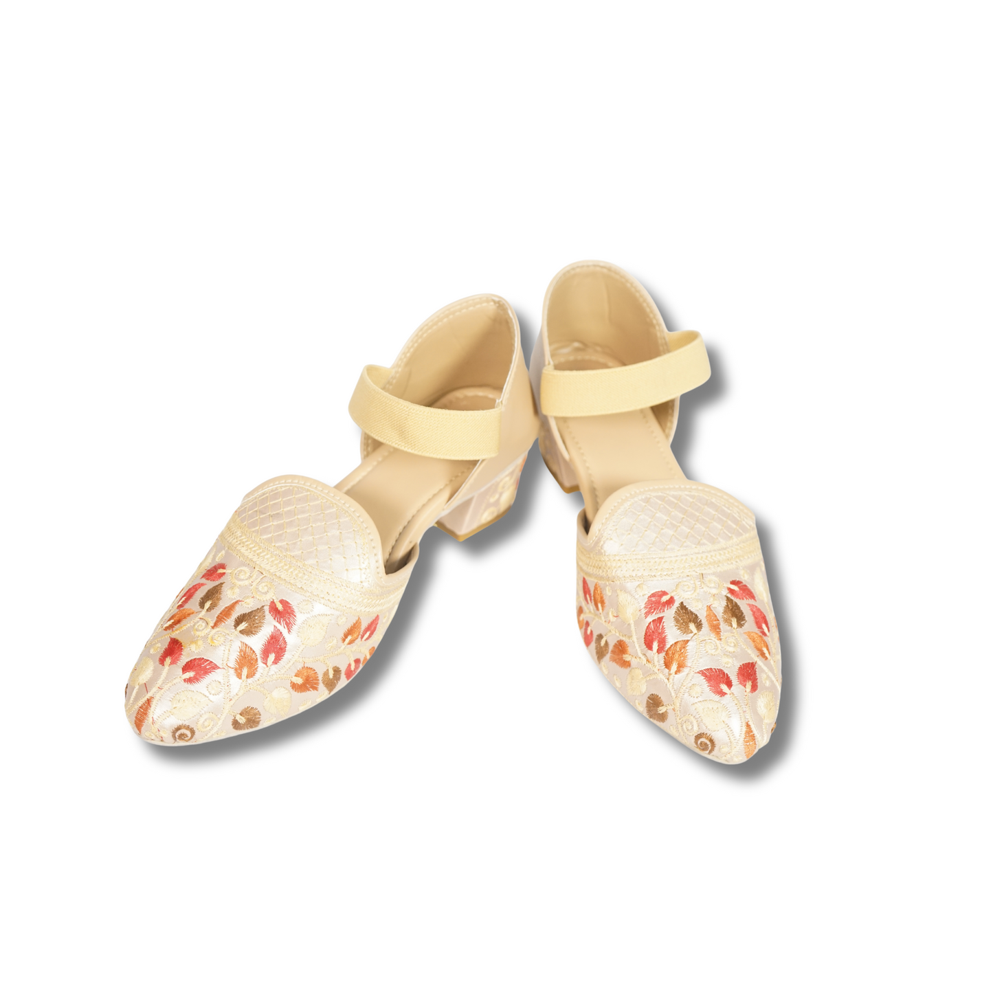 Handcrafted Ethnic Patterned Heels Golden