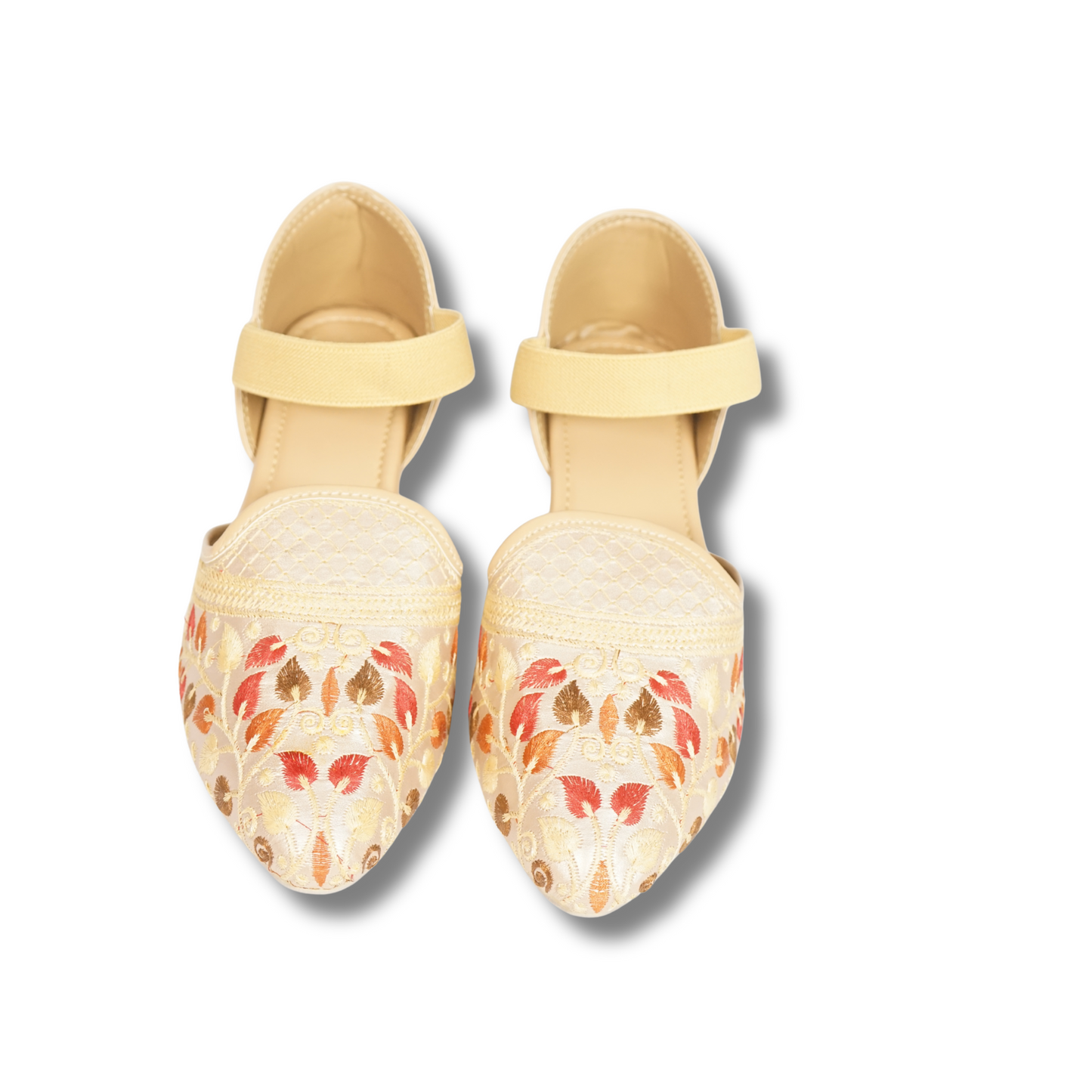 Handcrafted Ethnic Patterned Heels Golden