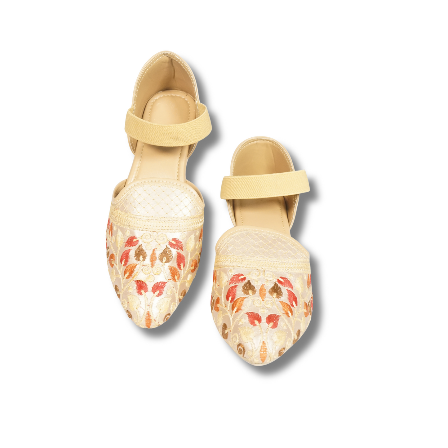 Handcrafted Ethnic Patterned Heels Golden