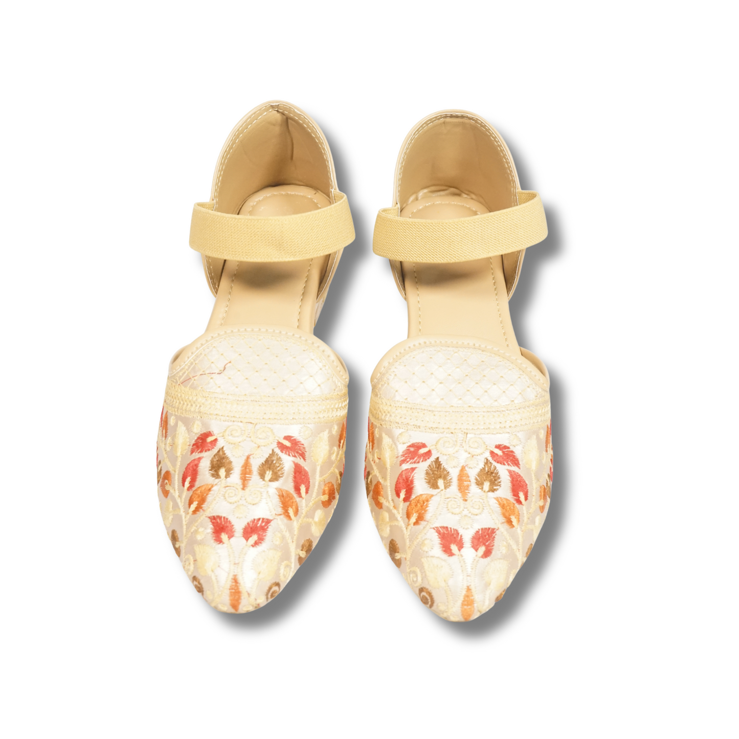 Handcrafted Ethnic Patterned Heels Golden