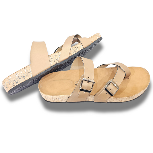 Beige Stylish Ladies Sliders/slippers - Hand Made